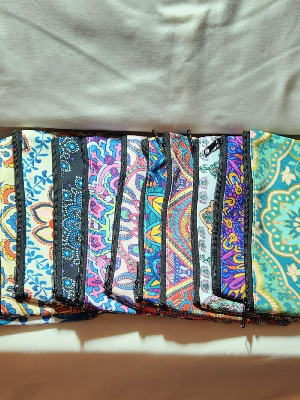 Lot of two small vanity bags mandala print various colors NEW